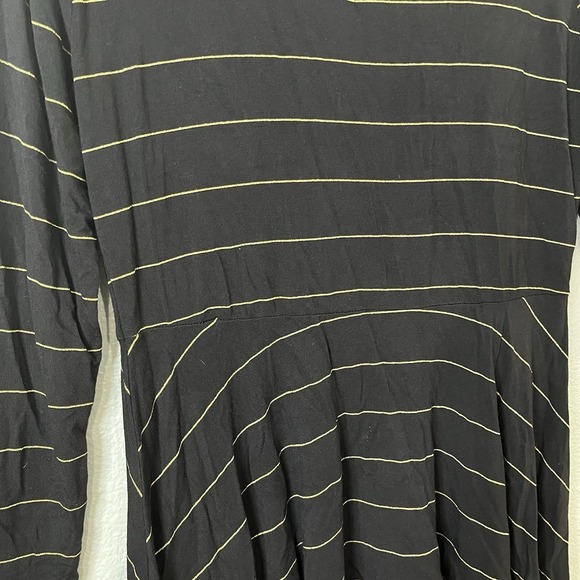 Matilda Jane Top Black Enjoy the Party Tee Gold Striped Peplum Hem - Picture 2 of 6